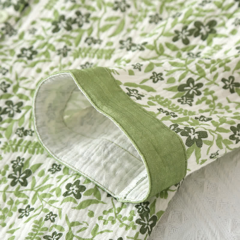 Loungewear-Set aus Baumwolle im pastoralen Stil mit Blumenmuster