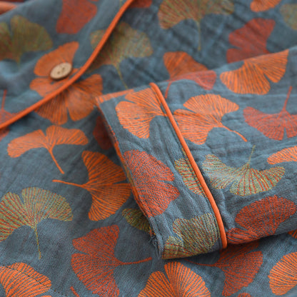 Loungewear-Set aus Baumwolle mit Ginkgoblatt-Knopf - image 4