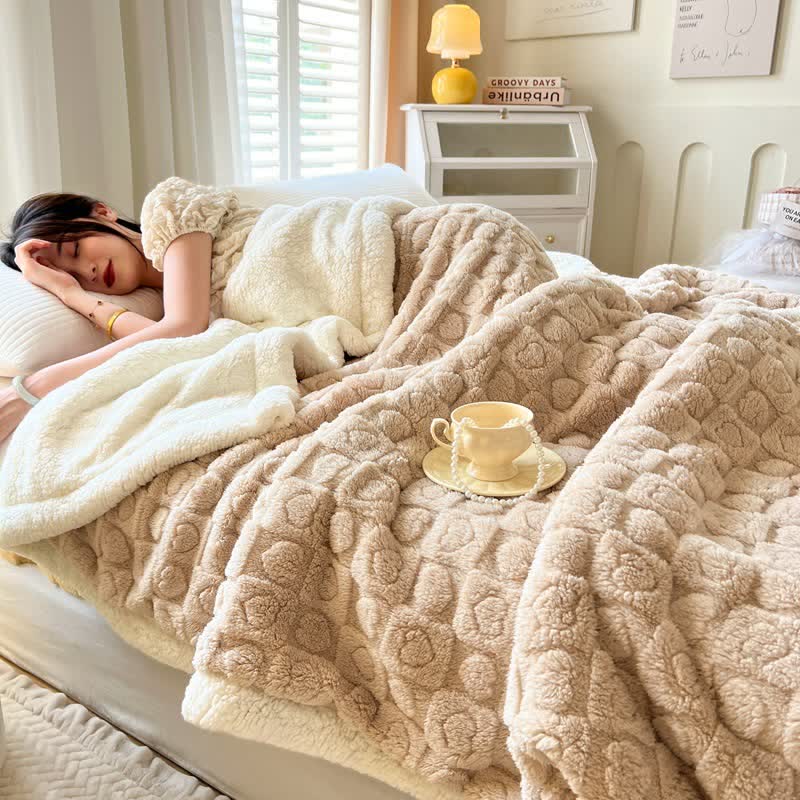 Warme Sherpa-Fleecedecke mit Liebesdruck