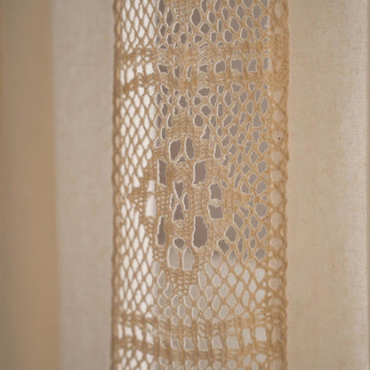 Ownkoti Beige Splicing Hollow-Out Lichtfiltervorhang