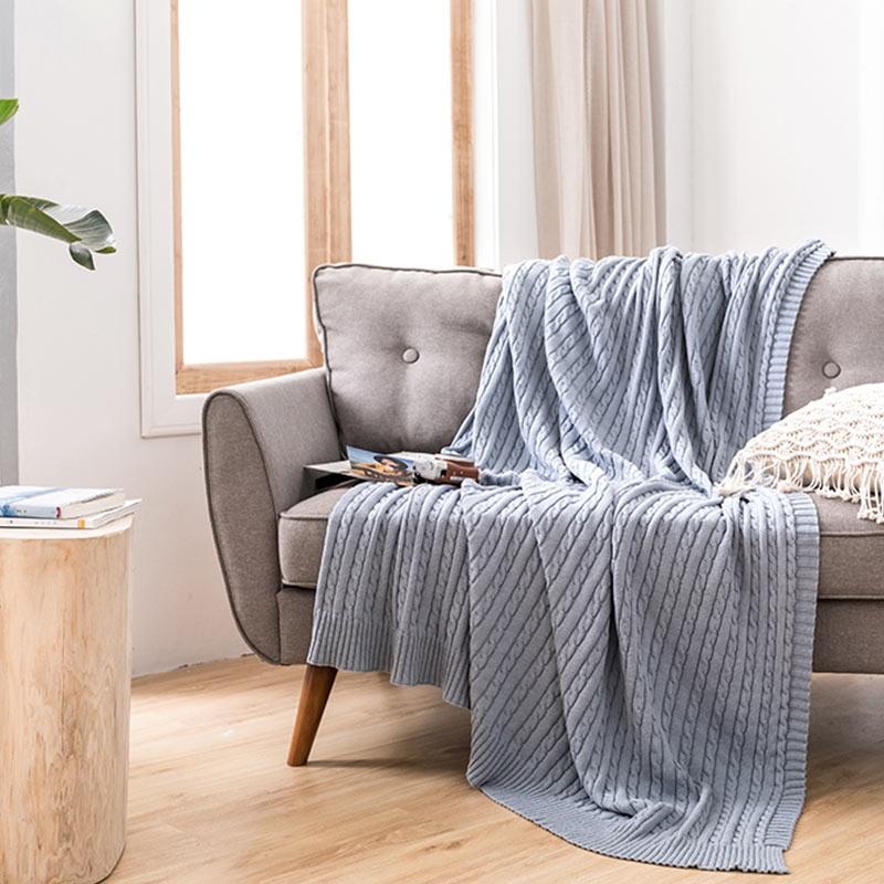Ownkoti Einfarbige Sofa-Strickdecke aus Baumwolle - image 13
