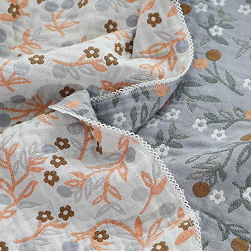 Retro Wende-Bettdecke, weiche Steppdecke mit Blumenmuster