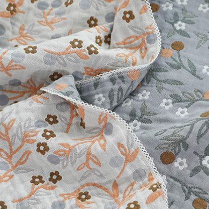 Retro Wende-Bettdecke, weiche Steppdecke mit Blumenmuster