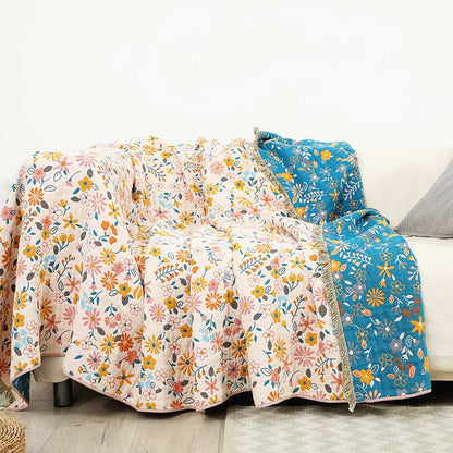 Ownkoti Decke mit Gartenblumen-Quasten, Sofabezug