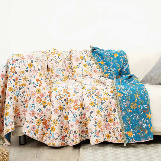 Ownkoti Decke mit Gartenblumen-Quasten, Sofabezug