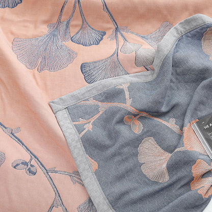 Wendbare Steppdecke aus Baumwollgaze mit Ginkgoblatt-Motiv - image 12