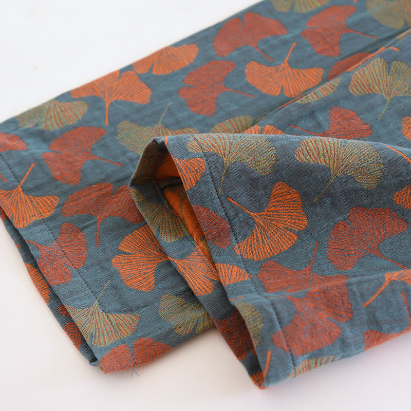 Loungewear-Set aus Baumwolle mit Ginkgoblatt-Knopf - image 11