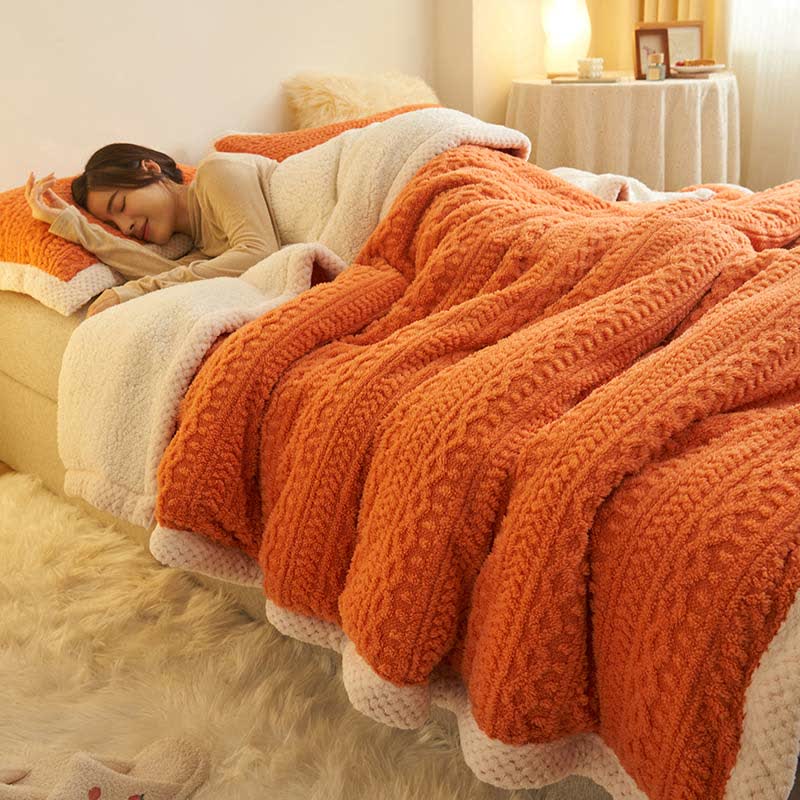 Dicke, warme Jacquard-Doppelfleecedecke