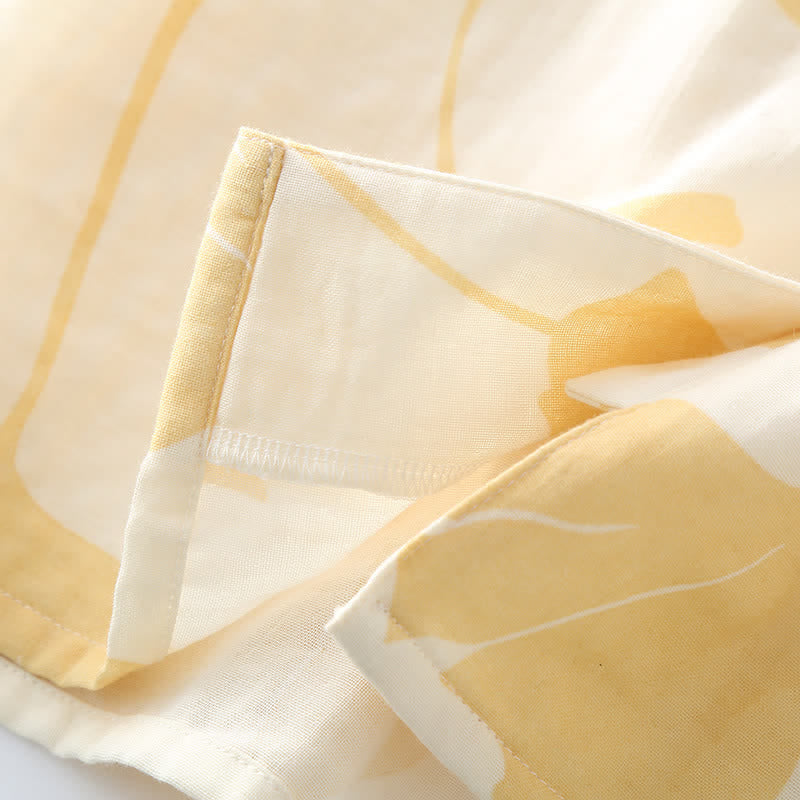 Loungewear-Set aus Baumwolle mit Ginkgoblatt-Schleife