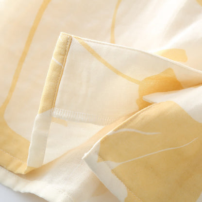 Loungewear-Set aus Baumwolle mit Ginkgoblatt-Schleife