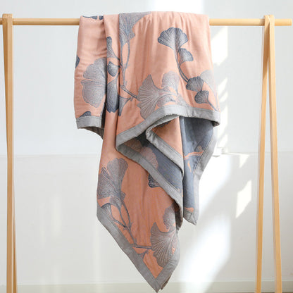 Wendbare Steppdecke aus Baumwollgaze mit Ginkgoblatt-Motiv - image 11