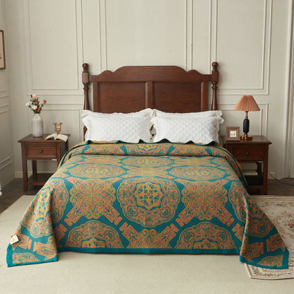 Wende-Bettdecke aus Bambusfaser mit Boho-Blumenmotiv