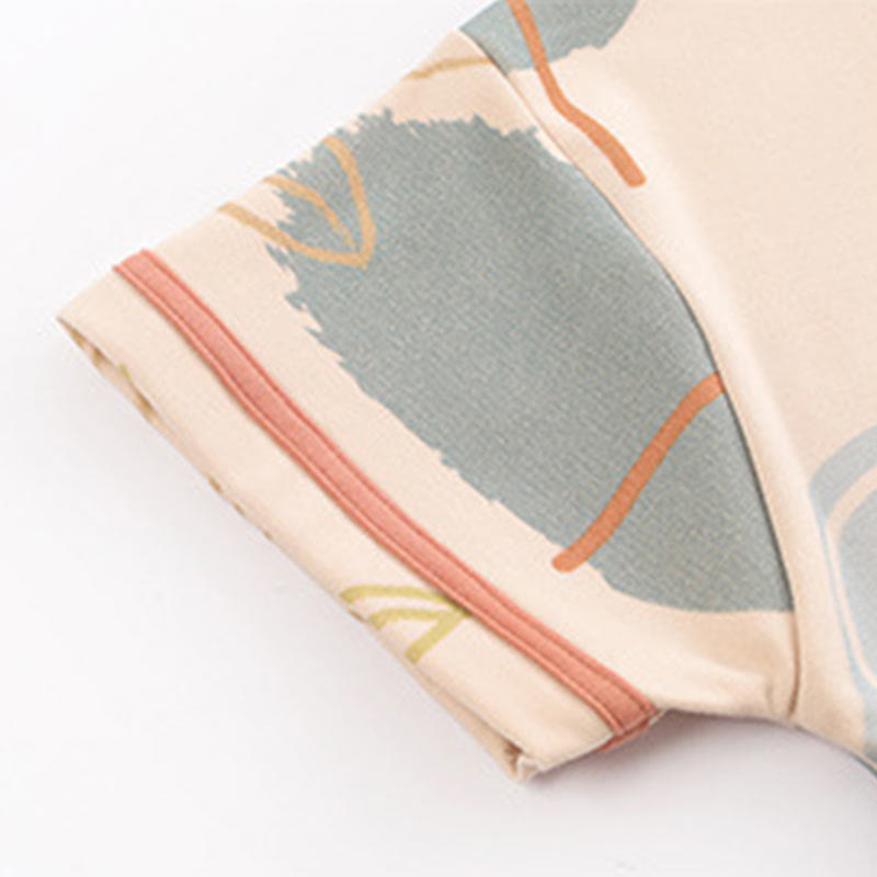 Loungewear-Set aus Baumwolle mit Blumen- und Blattmuster