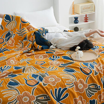 Ownkoti Doppelseitige Steppdecke mit böhmischem Blumendruck