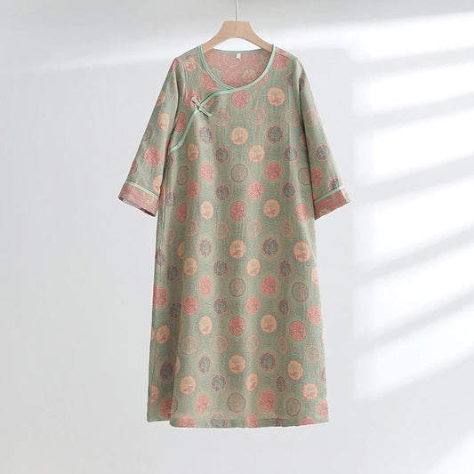 Elegantes Nachthemd aus geblümter Jacquard-Baumwolle