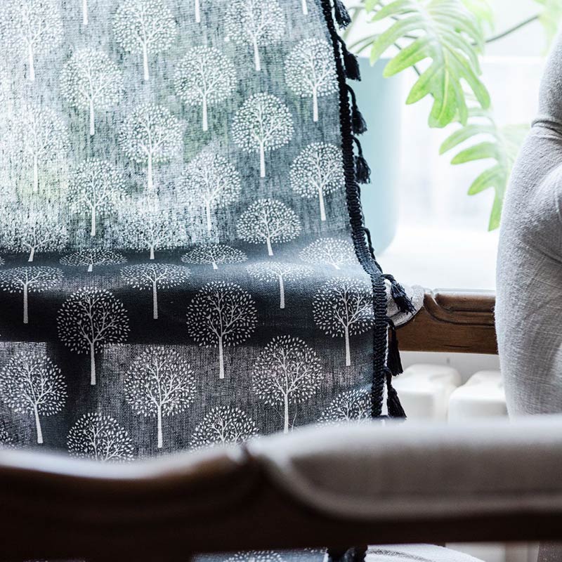 Vorhang aus Baumwollleinen im Landhausstil mit Baummotiv