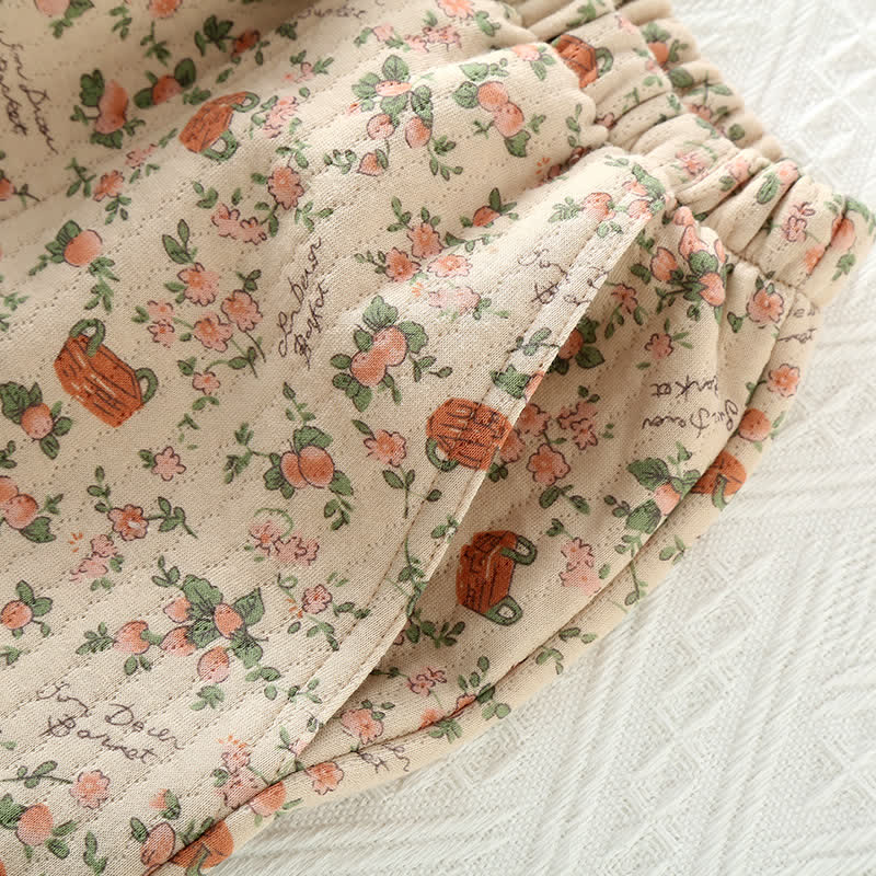 Loungewear-Set aus Baumwolle im Vintage-Rosengarten-Stil