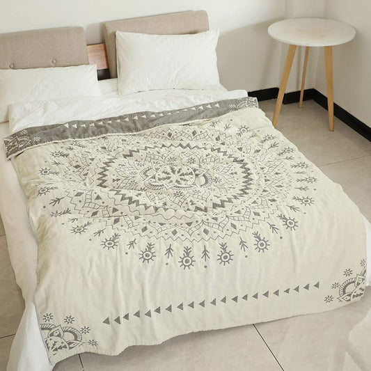 Ownkoti Chic Mandala Wende-Steppdecke aus Baumwolle mit Blumenmuster