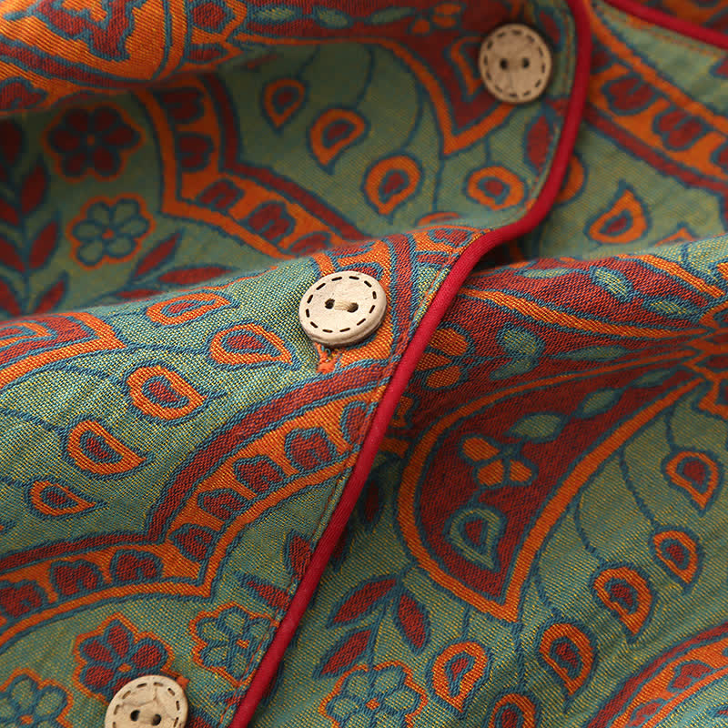 Loungewear-Set mit Rundhalsausschnitt und Vintage-Jacquardmuster