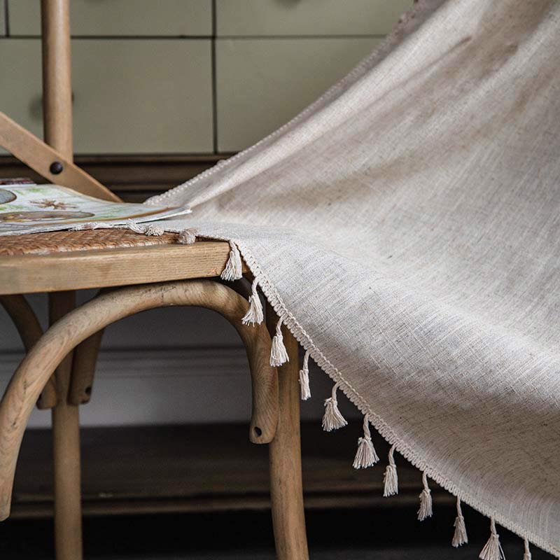 Boho Quaste Beige Lichtfiltervorhang