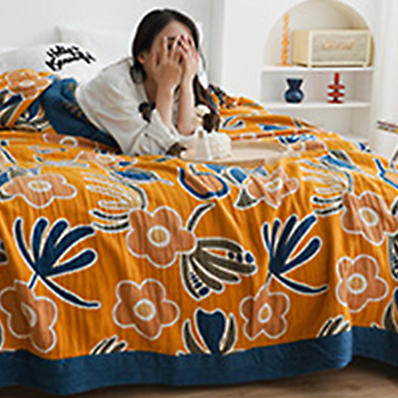 Ownkoti Doppelseitige Steppdecke mit böhmischem Blumendruck