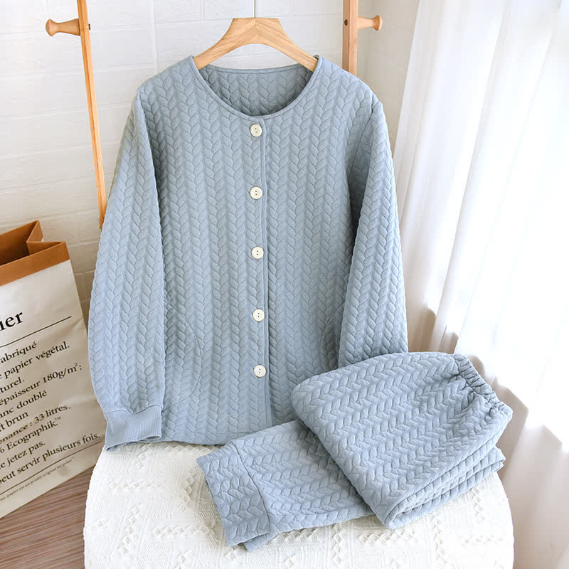 Einfaches Pyjama-Set aus Air Cotton mit Rundhalsausschnitt