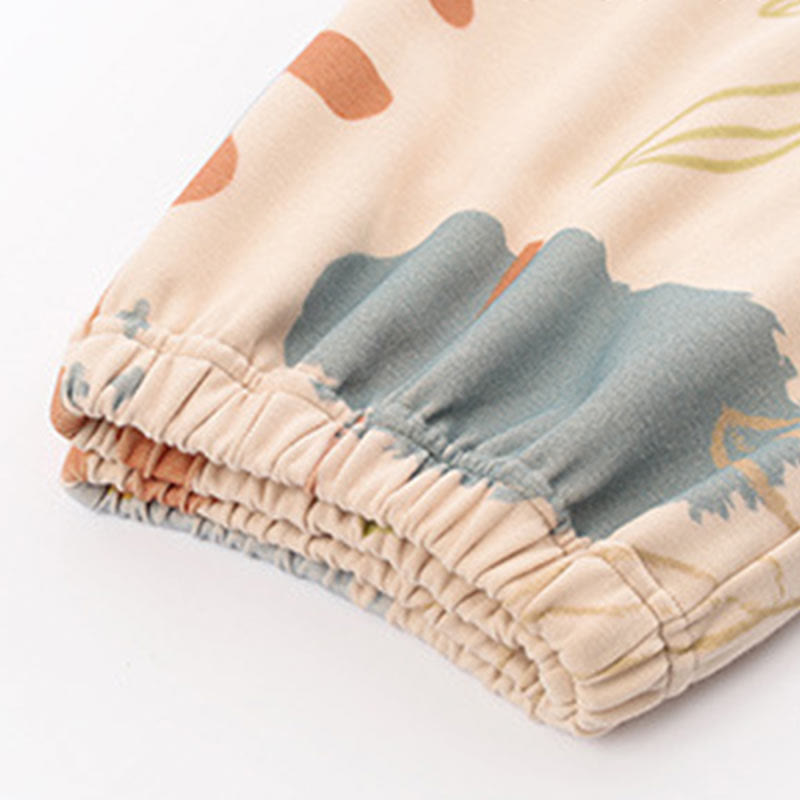 Loungewear-Set aus Baumwolle mit Blumen- und Blattmuster