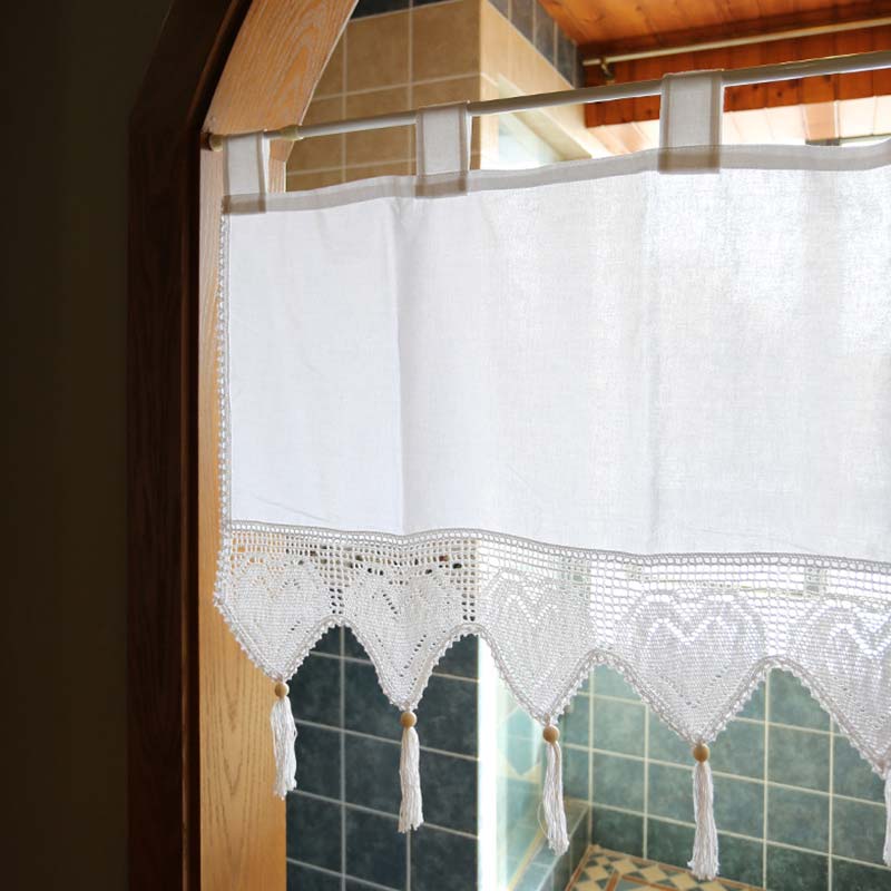 Weißer Schrankvorhang aus Baumwolle, kurzer Vorhang