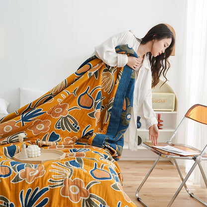 Ownkoti Doppelseitige Steppdecke mit böhmischem Blumendruck