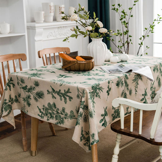 Tischdecke aus Baumwollleinen mit Pine Bird-Motiv