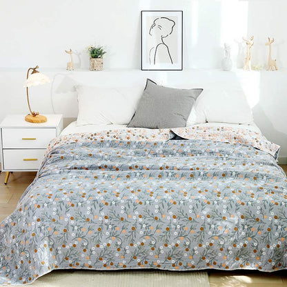 Retro Wende-Bettdecke, weiche Steppdecke mit Blumenmuster