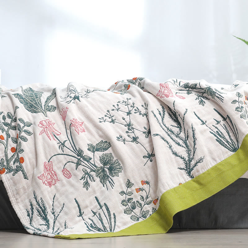 Wendbare weiche Steppdecke aus Baumwolle mit Blumen und Pflanzen