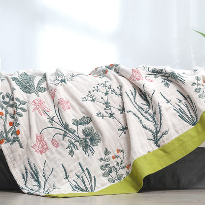 Wendbare weiche Steppdecke aus Baumwolle mit Blumen und Pflanzen