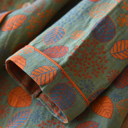 Blattgrünes Loungewear-Set aus Baumwollgaze