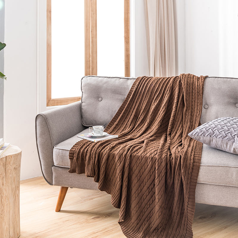 Ownkoti Einfarbige Sofa-Strickdecke aus Baumwolle - image 20