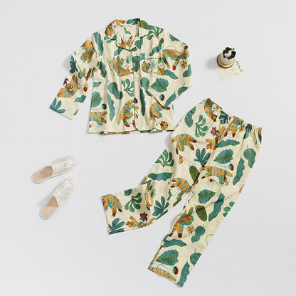 Süßes Tiger-Pflanzen-Loungewear-Set