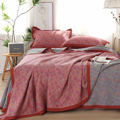 Wendesteppdecke aus Baumwollgaze mit Blumenmuster und Jacquardmuster
