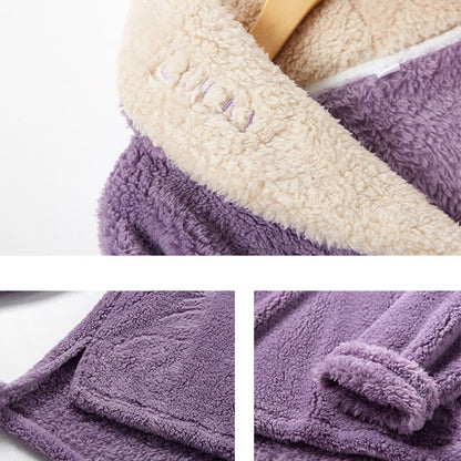 Ownkoti Schlichtes, warmes Loungewear-Set mit V-Ausschnitt für den Winter