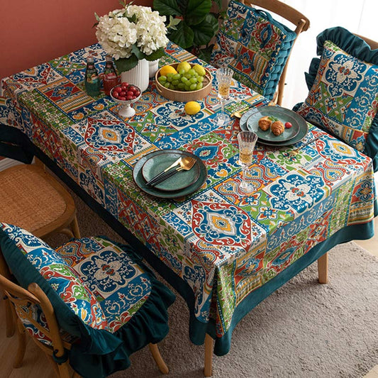 Ownkoti Tischdecke/Stuhlkissen mit marokkanischem Blumenmuster