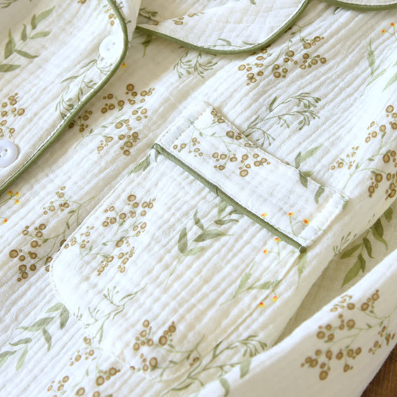 Pyjama-Set aus doppelter Baumwollgaze mit Blumenmuster
