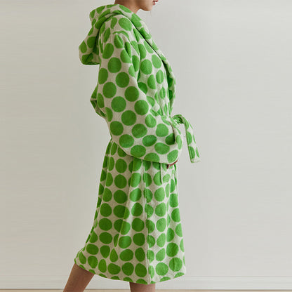 Bademantel mit Kapuze und Gürtel im Polka Dot-Design