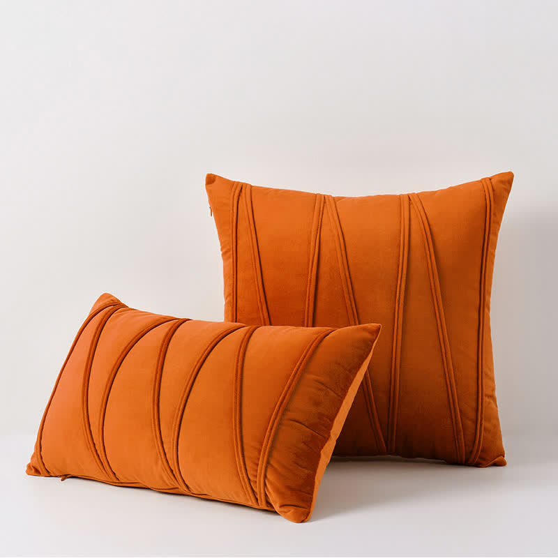 Dekokissenbezug aus weichem Samt mit Streifenmuster - Orange - 50 cm x 50 cm - image 10