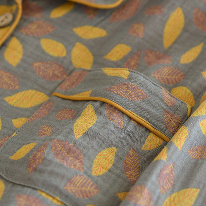 Loungewear-Set aus weicher Baumwolle mit Blattmuster