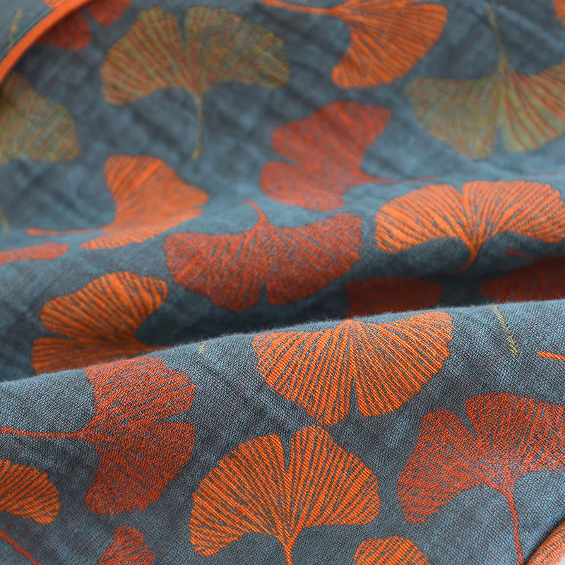 Loungewear-Set aus Baumwolle mit Ginkgoblatt-Knopf - image 12