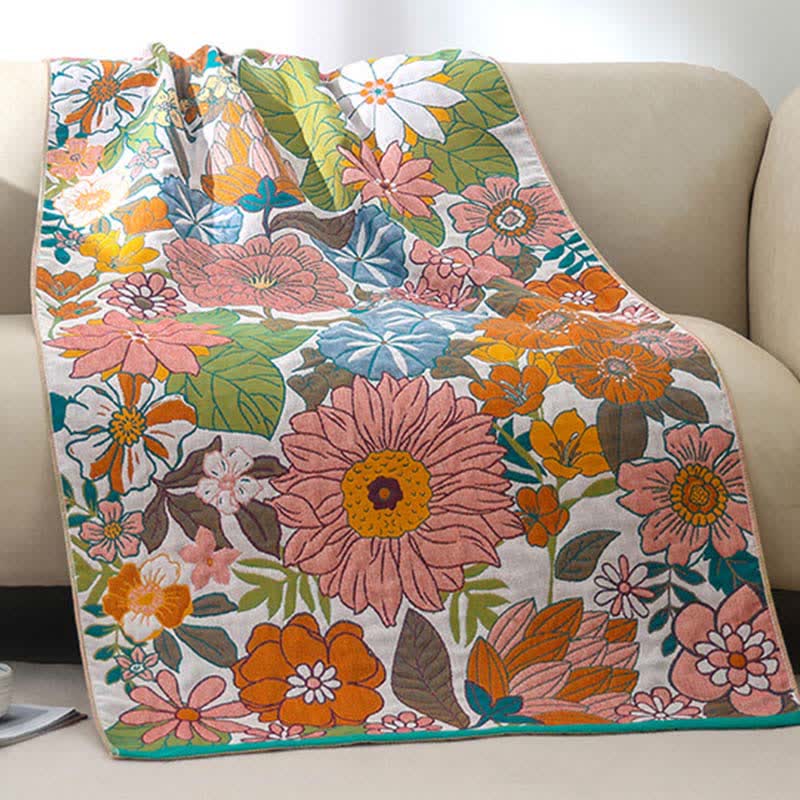 Schnelltrocknendes Badetuch aus Baumwollgaze mit Blumenmuster