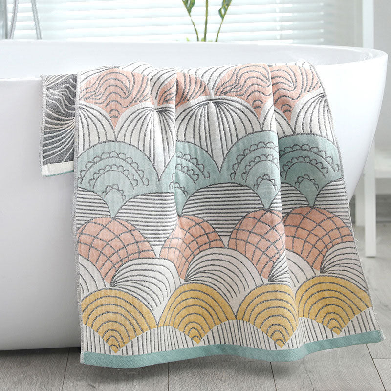 Ownkoti Badetuch aus Jacquard-Baumwolle mit Muscheldruck
