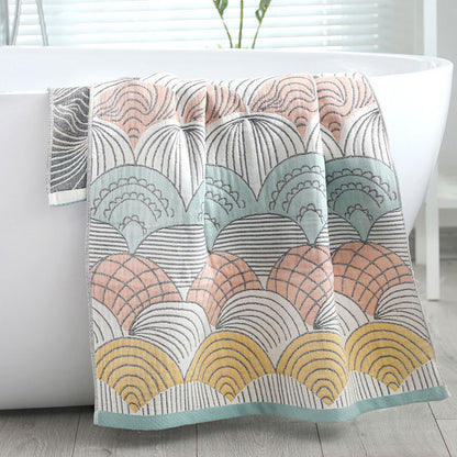 Ownkoti Badetuch aus Jacquard-Baumwolle mit Muscheldruck