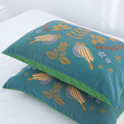 Boho Blumenvogel Baumwollgaze Kissenbezüge (2 Stück)