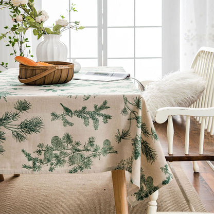 Tischdecke aus Baumwollleinen mit Pine Bird-Motiv