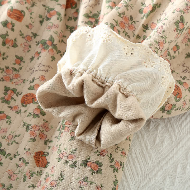 Loungewear-Set aus Baumwolle im Vintage-Rosengarten-Stil